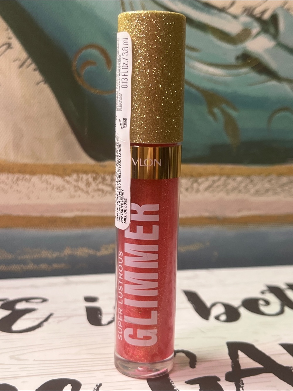 Revlon Super Lustrous Glimmer Lip Gloss - Shimmery Coral Red with Gold Cap